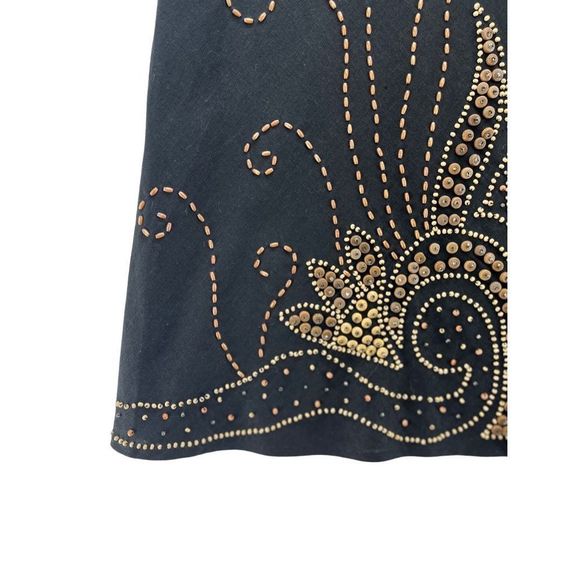 Willi Smith Linen Skirt Size 8 Medium Bohemian Beaded Midi Length Unlined Breath - Picture 11 of 13